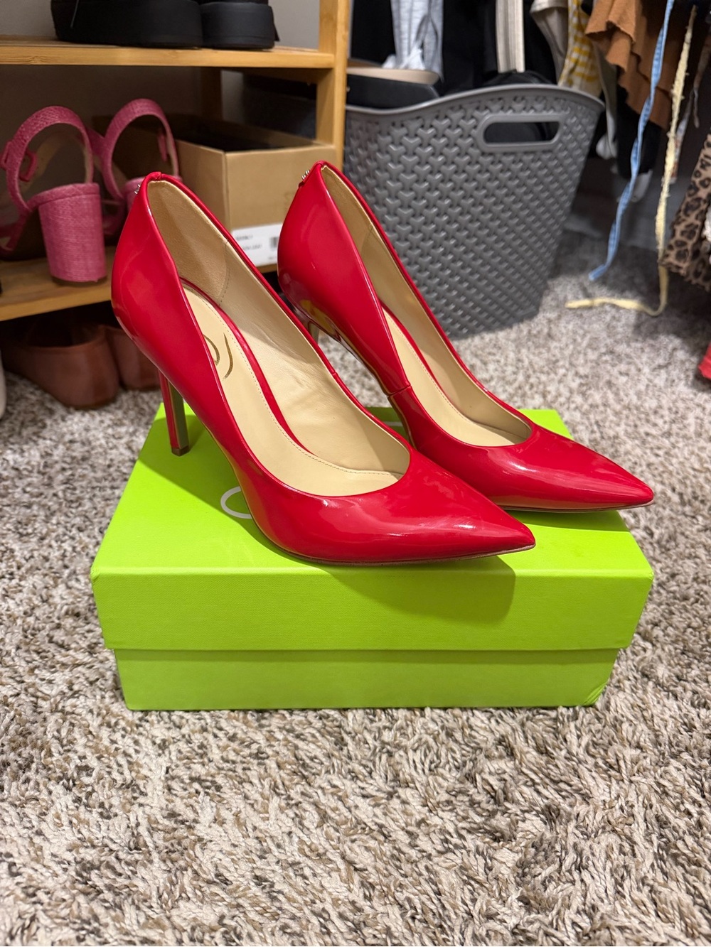 Sam Edelman Red Patent Pointed-Toe Pumps